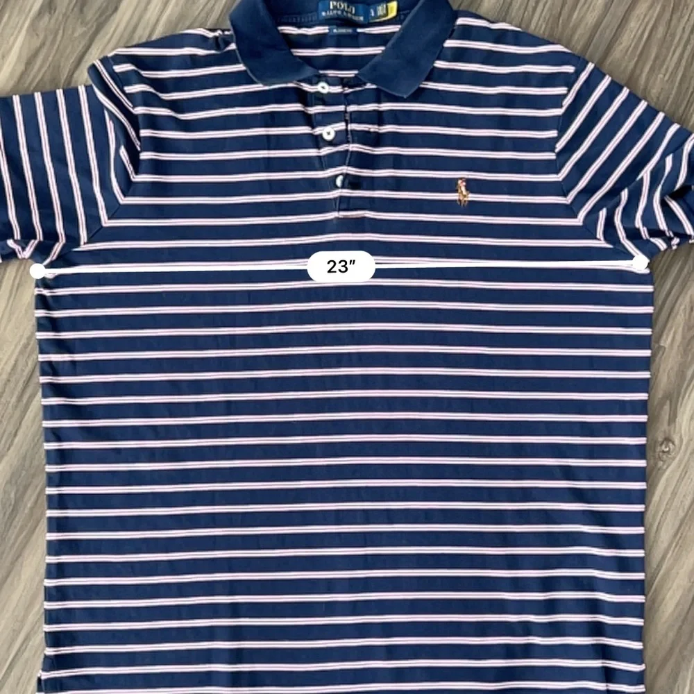 Polo Ralph Lauren Navy Blue & Red‎ Striped Short Sleeve Polo Shirt Classic Fit